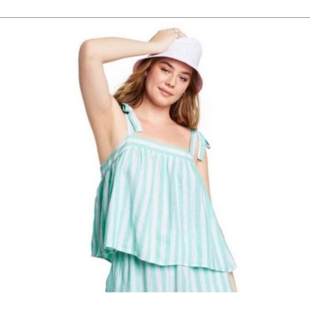 STONEY CLOVER LANE Striped Tie Strap Smocked Tank Top M‎